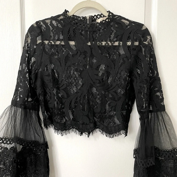 HONEY black lace see-through top - Picture 1 of 4